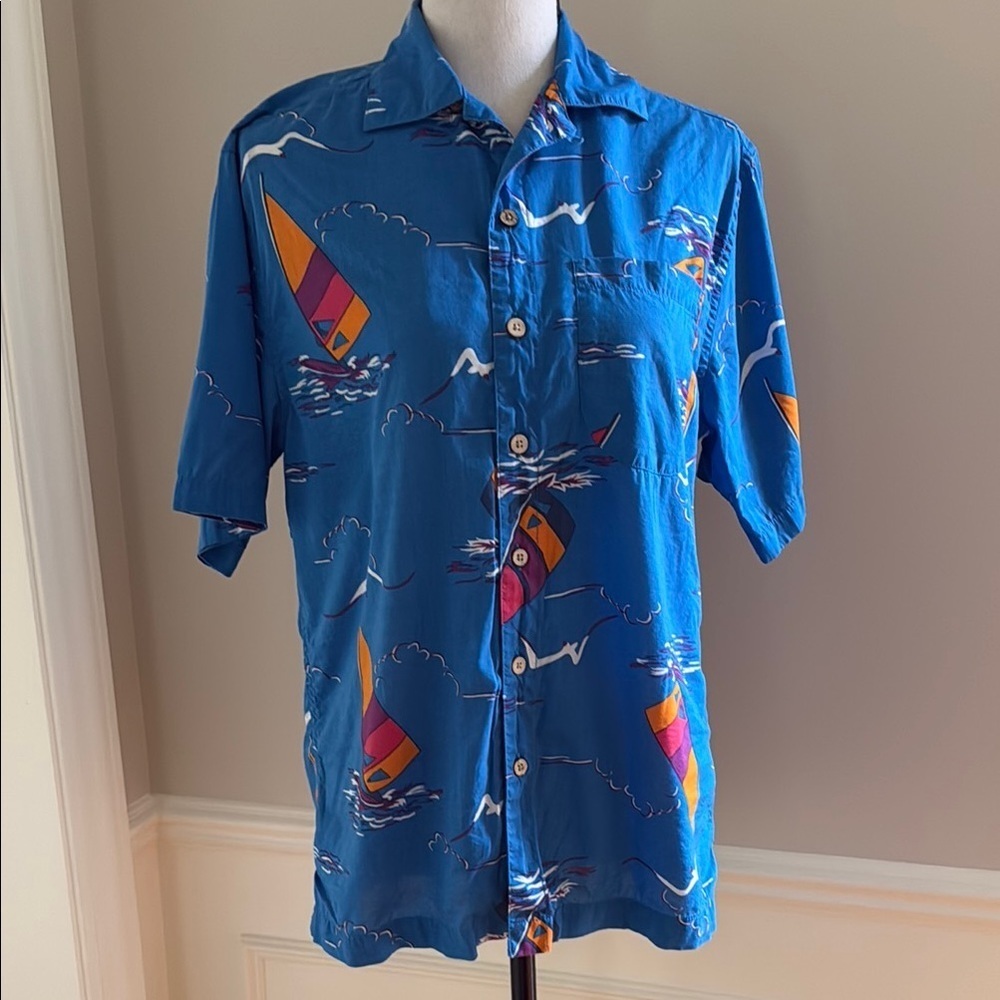 Arizona Jean Men XS Sailboat Sailing Boat Short Sleeve Button Down Shirt